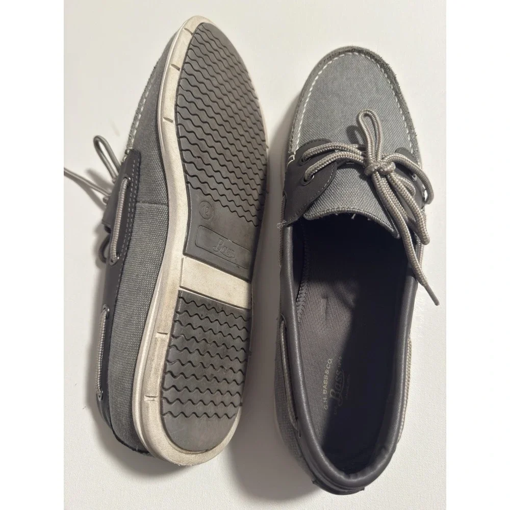 GH Bass & Co Mens Dock Boat Shoes Grey Canvas Loafers 12 M